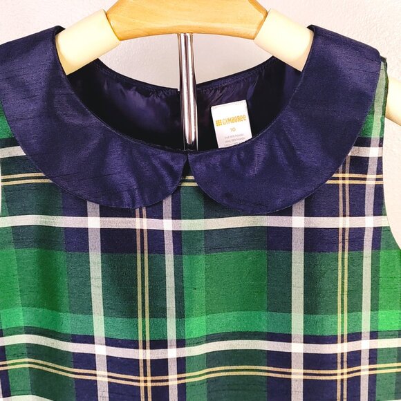 Gymboree Plaid Black Watch Green Navy Dress Girl 10 - Picture 4 of 12
